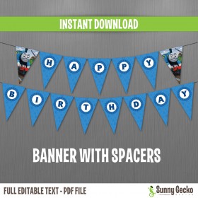 Thomas The Train Happy Birthday Banner with Spacers